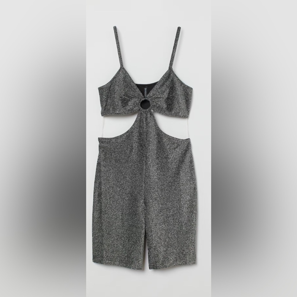 Divided Silver Cut-Out Jumpsuit